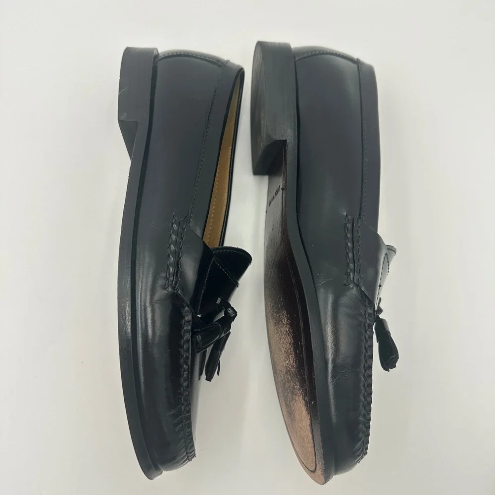 Cole Haan Loafers Black Leather Round Pinch Toe Tassel Slip On Shoe Size 10D